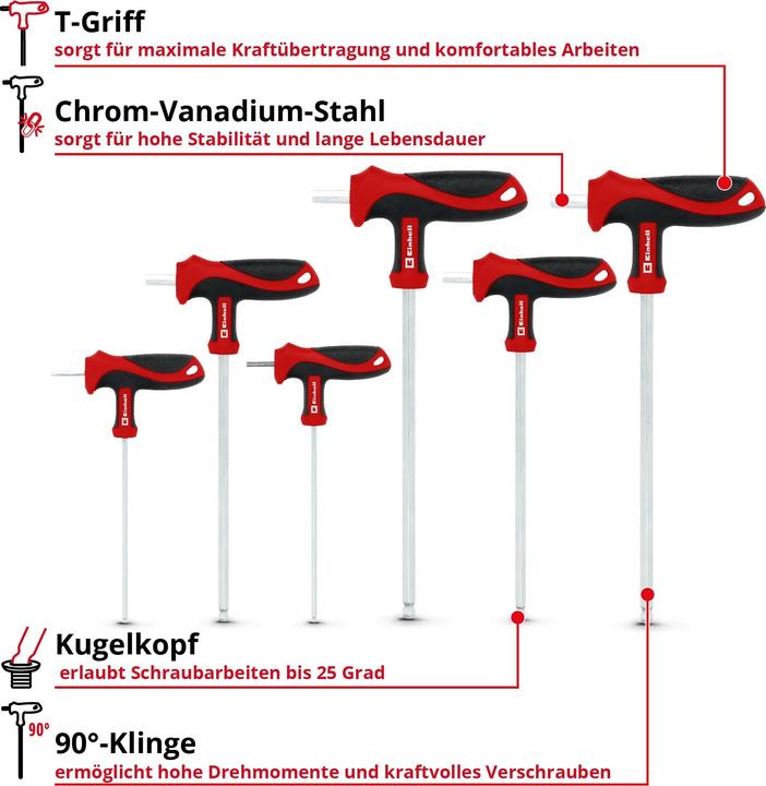 Actual product image Einhell Accessories T-Griff Schraubendr.Satz 6tlg (Allen screw)