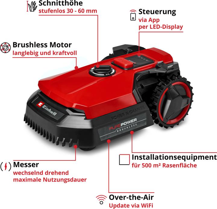 Actual product image Einhell FREELEXO 500 mähroboter Geeignet für Flaeche max. m² (500 m², Boundary wire)
