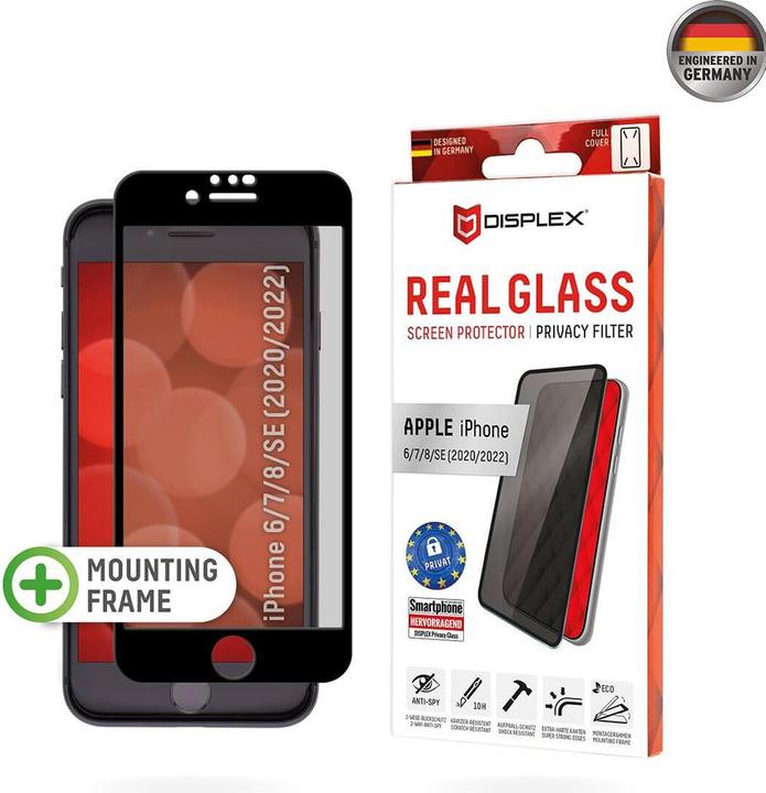 Produktbild Displex Real Glass, Privacy Full Cover Panzerglas (1 Stück, Apple iPhone 6, Apple iPhone 8, Apple iPhone 7)