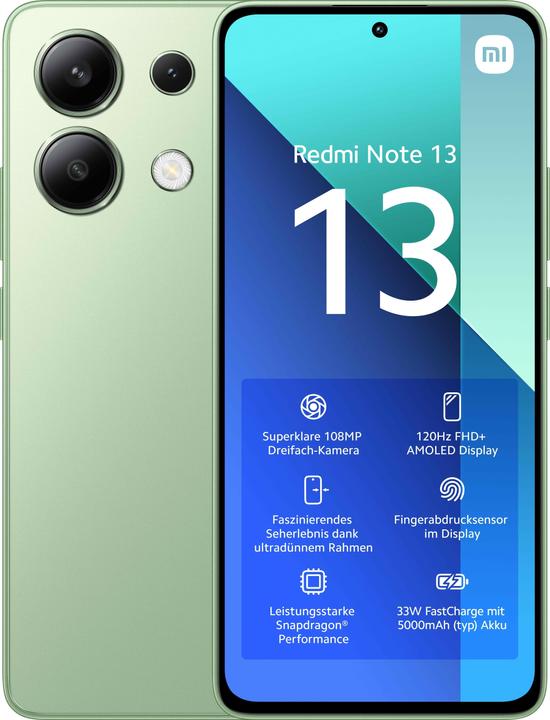 Xiaomi Redmi Note 13 6+128 Mintgroen (128 GB, Mintgroen, 6.67", Hybride dubbele SIM, 4G)