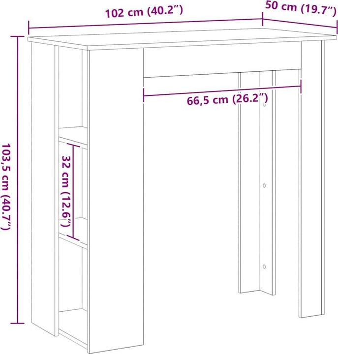 Produktbild vidaXL Bartisch (102 x 50 x 103.5 cm)