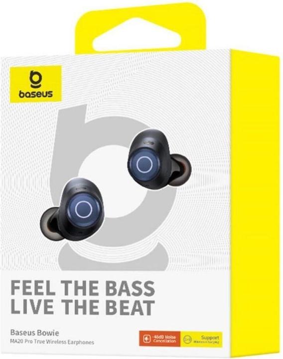 Actual product image Baseus Bowie MA20 Pro TWS Wireless Headphones with ANC and IPX6 - Black (ANC, 38 h, Wireless)