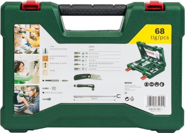Produktbild Bosch Zubehör V-Line Box, Bohrer- und Bit-Set, 68-teilig, Klappmesser, Magnetstab, Winkelschr. (10 Millimeter, 16 Millimeter, 2 Millimeter, 3 Millimeter, 4 Millimeter, 5 Millimeter, 6 Millimeter, 8 Millimeter, 9 Millimeter, bis 20 Millimeter)