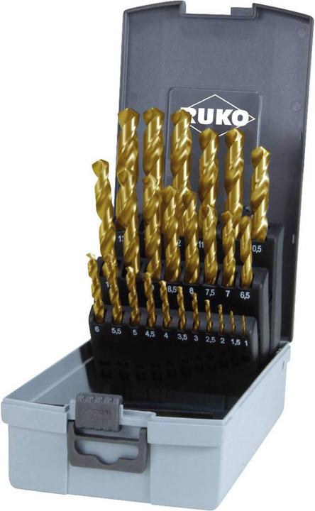 Produktbild Ruko Spiralbohrer Set HSS G 25teilig 1 mm, 1.5 2 2.5 3 3.5 4 4.5 5 5.5 6 6.5 7 7.5 8 8.5 (1 mm - 13 mm x 0,5 mm)