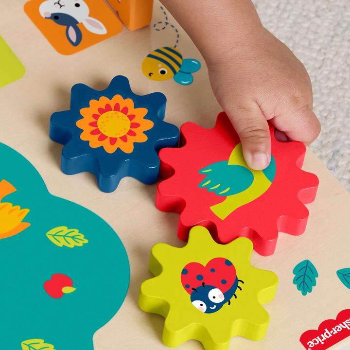 Actual product image Fisher-Price Wooden Activity Station Baby Busy Board Toy for Developmental Play, 1 Wood Piece