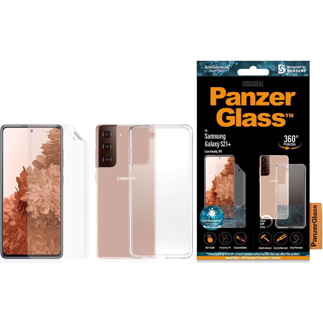 PanzerGlass 360° Protection - Glas + Hülle (1 Stück, Samsung Galaxy S21+), Smartphone Schutzfolie, Transparent