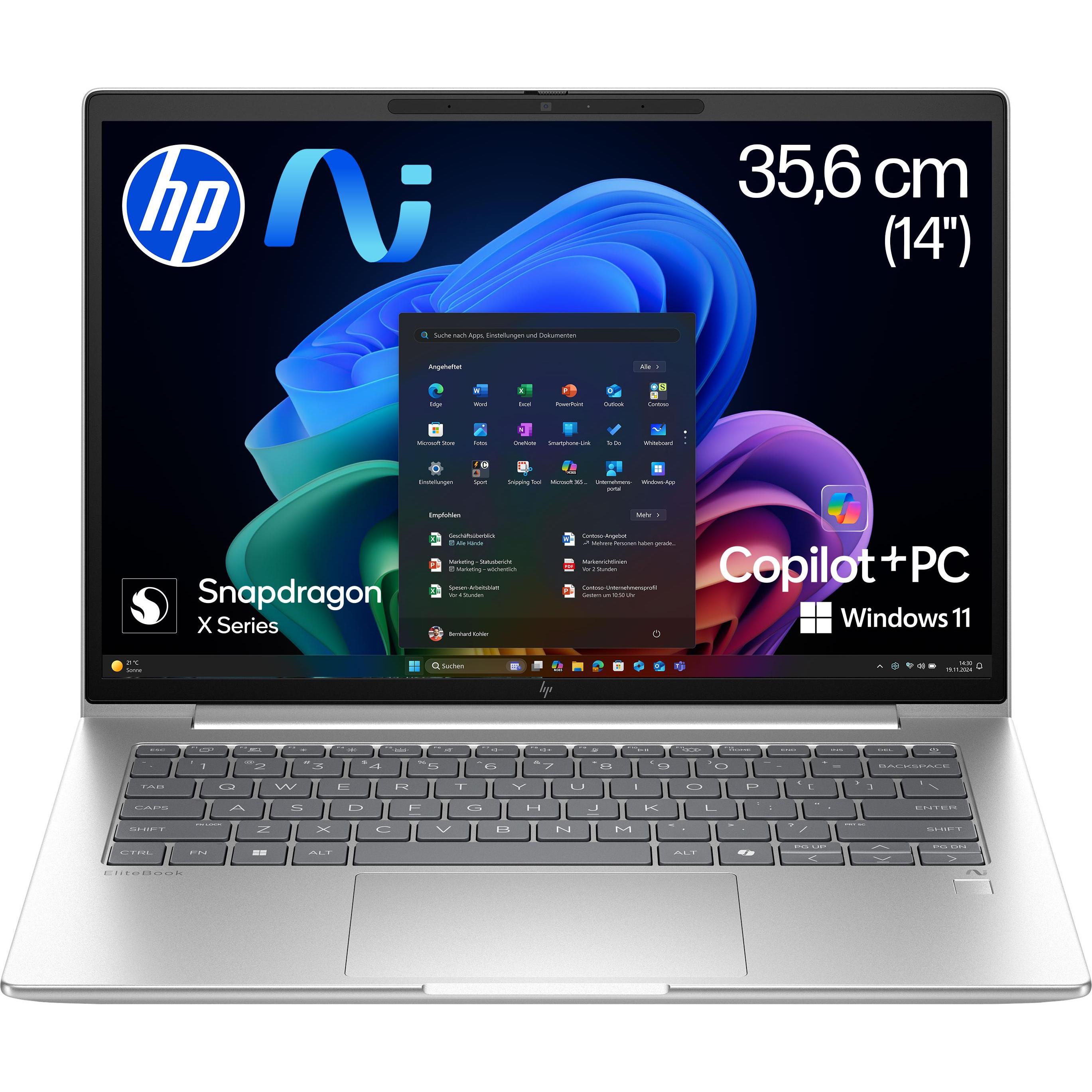 HP EliteBook 6 G1q 14 inch Notebook Next Gen AI PC (14", 1000.00 GB, 32 GB, DE, Snapdragon X Plus X1