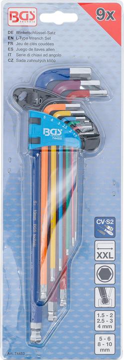 Actual product image BGS L-Type Wrench Set | Multicolour | extra long | internal Hexagon, internal Hexagon with Ball Head...