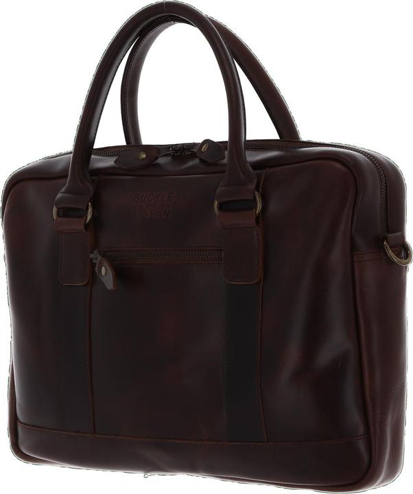 Actual product image Buckle & Seam Leather Business Briefcase Everett Brown / Stripe (13")