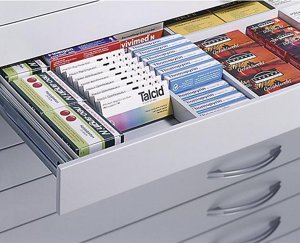 Actual product image C+P Drawing cabinet, A1, 8 drawers, height 760 mm, black grey / white aluminium.