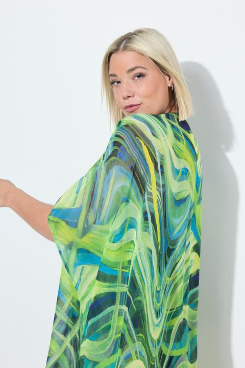 Produktbild Ulla Popken Chiffon-Tunika, Wellen, Oversized, V-Ausschnitt, Halbarm (42, 44, 46, 48)