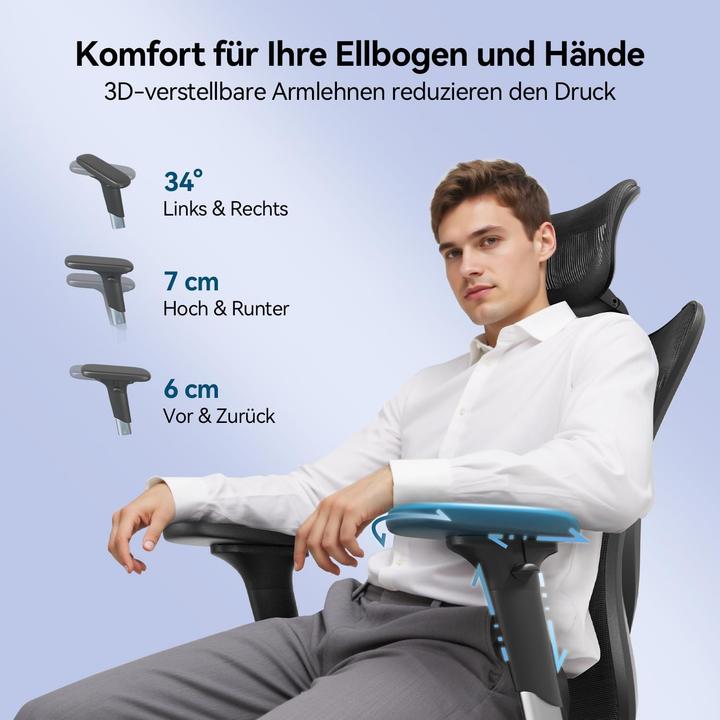 Actual product image Sihoo Ergonomischer Bürostuhl M57 mit 3D-Armlehnen und Lendenstütze