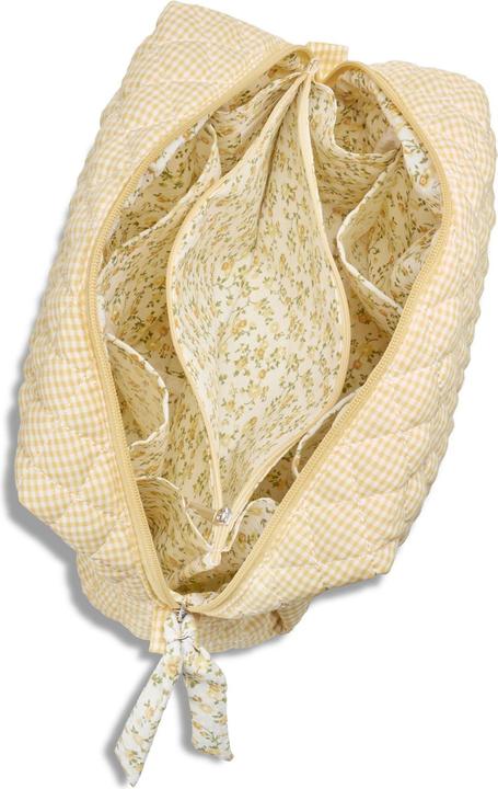 Productafbeelding Karen Stor toilettaske i gul smblomstret quilt