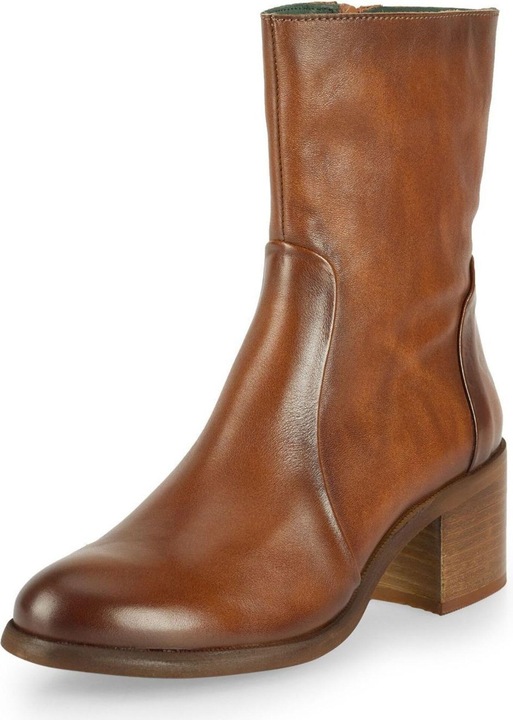 Produktbild Felmini MIRA D948: Schlichte, aber elegante Stiefel mit niedrigem Absatz aus cognacfarbenem Leder, mit einem (37)
