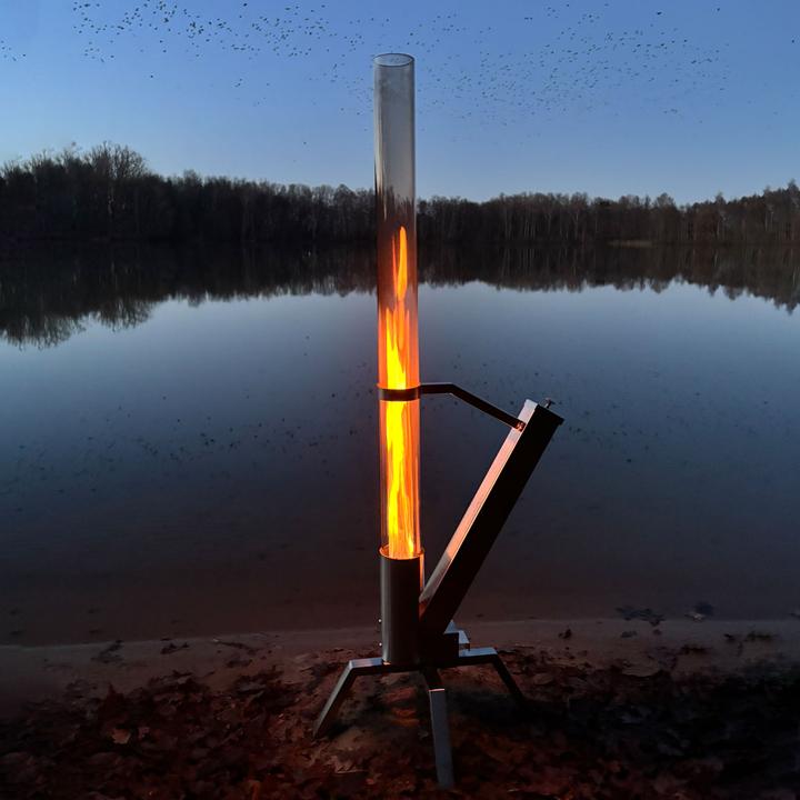 Immagine prodotto Eden Outdoor Glas-Feuerrohr mit Edelstahlgestell, H 132 cm