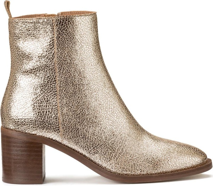 Actual product image La Redoute Collections Leather boots with wide heel (37)