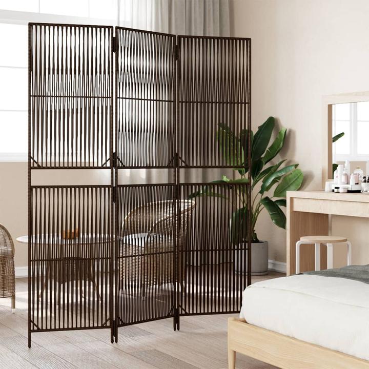 Image du produit VidaXL Paravent 3 pcs. marron Poly Rattan,Couleur : marron,Matériau : Poly