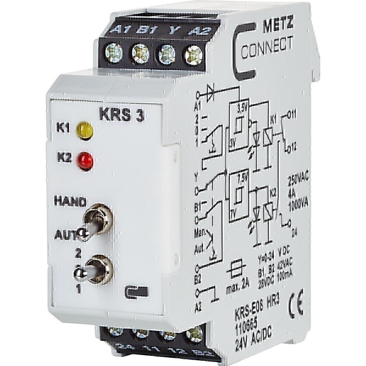 Metz Connect KRS-E08 HR3. Produktfarbe: Weiss, Temperaturbereich in Betrieb: -10, Relais