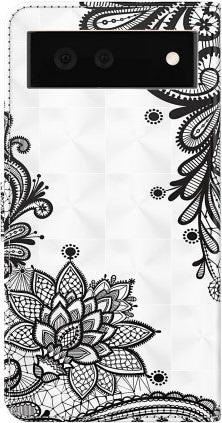 Actual product image Cover-Discount Google Pixel 6 - case glitter effect flowers black (Google Pixel 6)