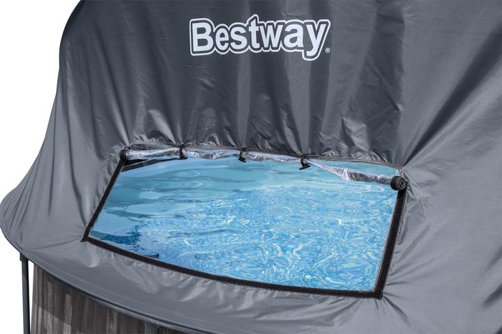 Produktbild Bestway Steel Pro MAX™ Frame Pool Komplett-Set mit Filterpumpe + Verdeck Ø 366 x 122 cm, Holz-Optik (366 x 122 cm)