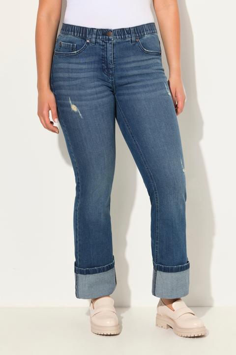 Image du produit Ulla Popken Jean 7/8 Mary, jambe large, détails destroy (46)