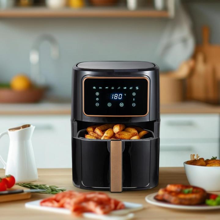 Produktbild Bergner Kupferfarbene Heissluftfritteuse ohne PFAS, 8 Programme, Keramikbeschichtung, Grillrost