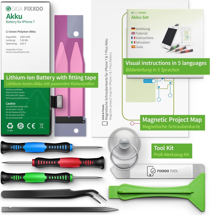 Actual product image Giga Fixxoo Repair kit battery iPhone 7 (Rechargeable battery, iPhone 7)