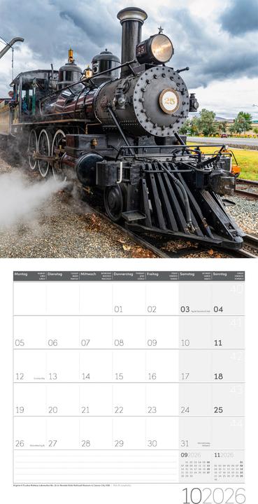 Image du produit Lokomotiven Kalender 2026 - 30x30 (30 x 30 cm, Couverture rigide, Allemand, Français, Anglais, Italien)