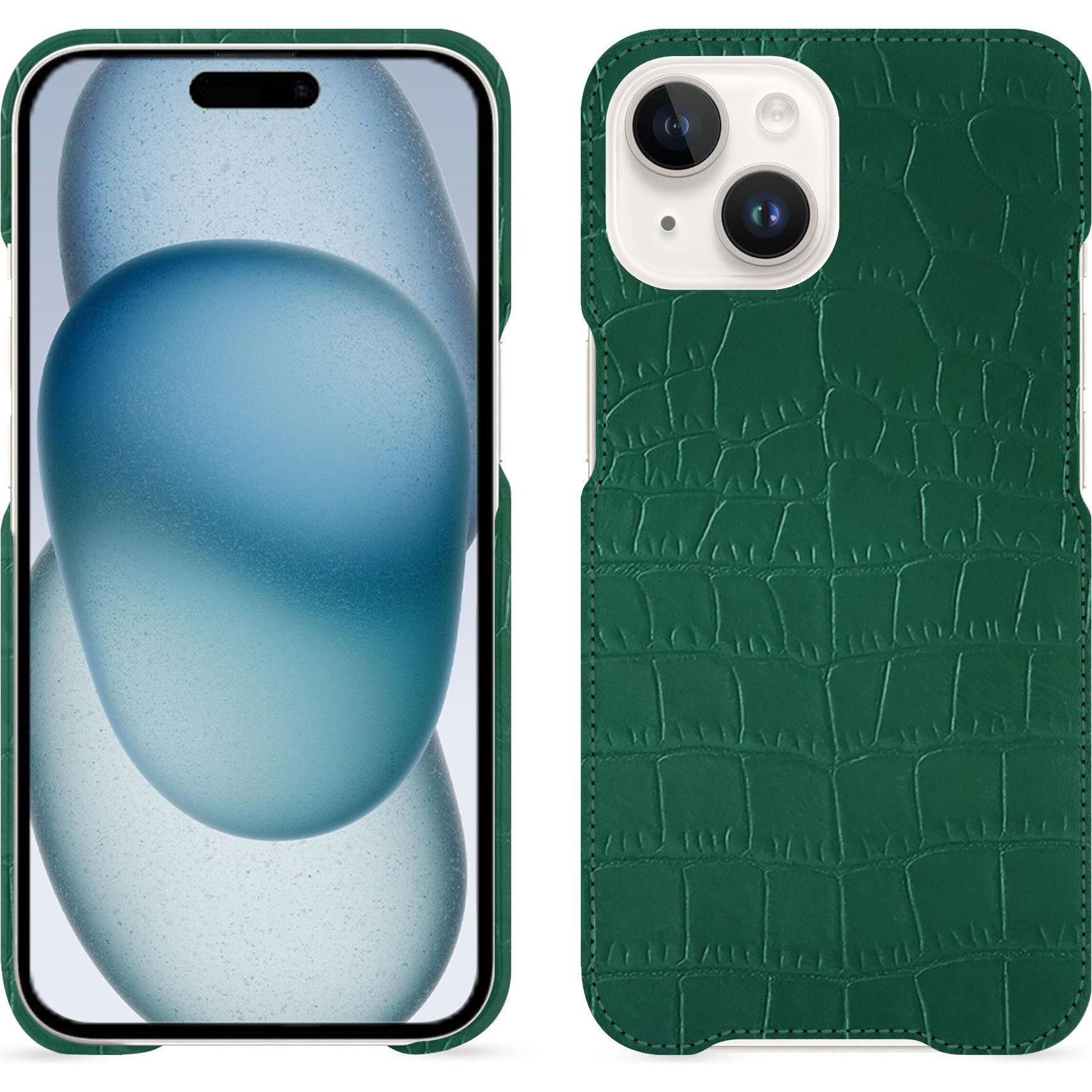 Noreve Lederschutzhülle (Apple iPhone 15), Smartphone Hülle, Grün