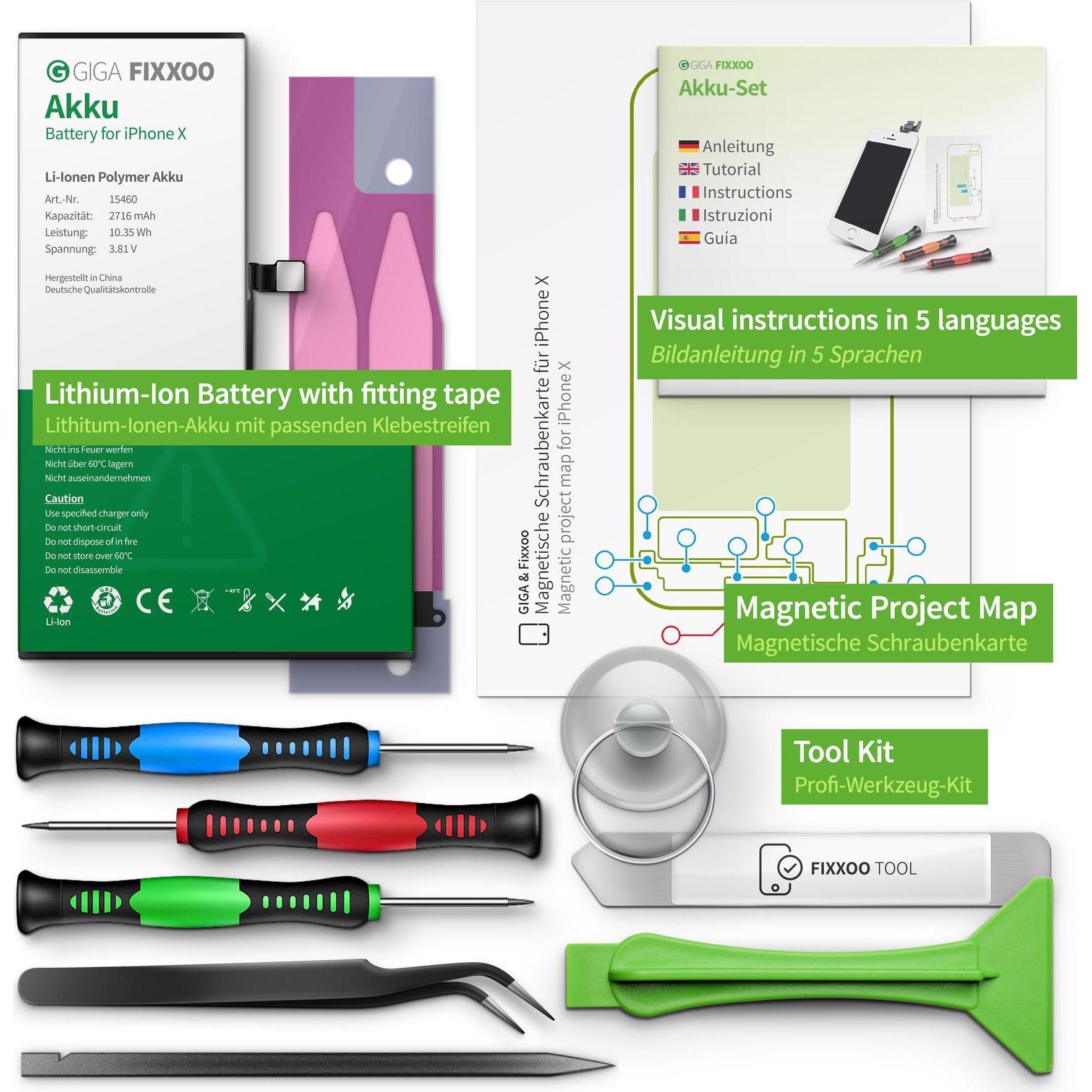 Thumbnail - Giga Fixxoo Reparaturset Akku, Smartphone Akku