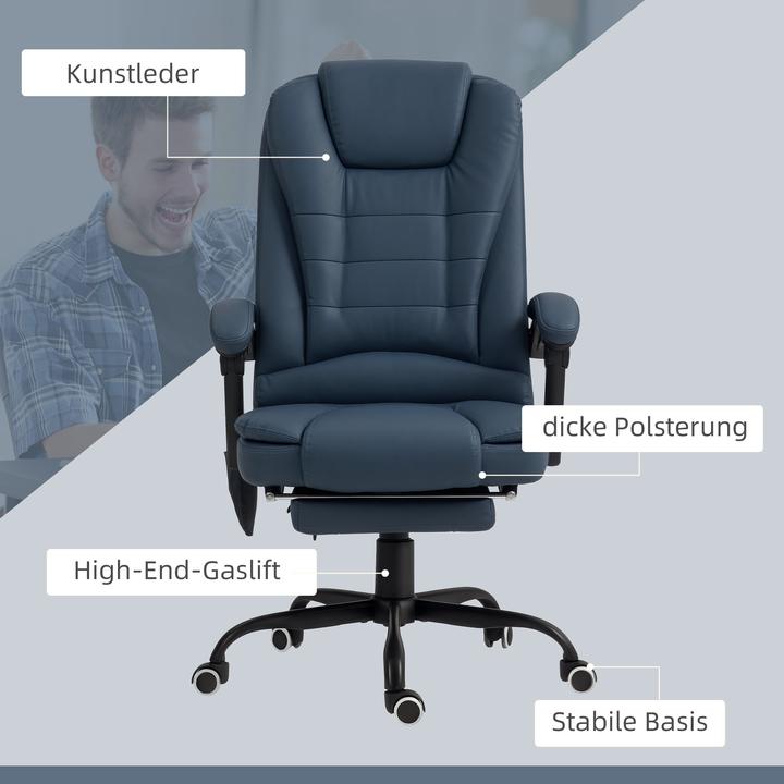 Image du produit Vinsetto Massagestuhl Kunstleder, Schaumstoff Blau