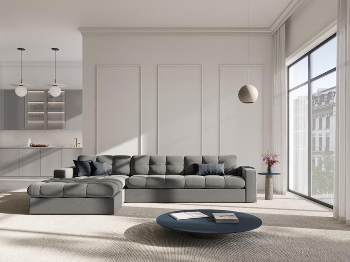 Actual product image CXL by Christian Lacroix Velvet Left Corner Sofa, "Yohan", 4 Seats, 236x160x72 Made in Europe (Corner sofa)