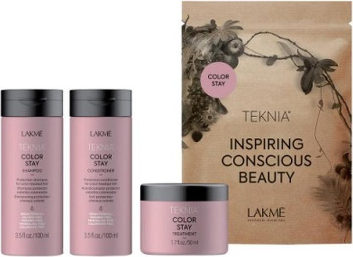 Produktbild Lakmé Lakme Teknia Color Stay Reisepaket: Shampoo 100ml, Spülung 100ml, Kur 50ml