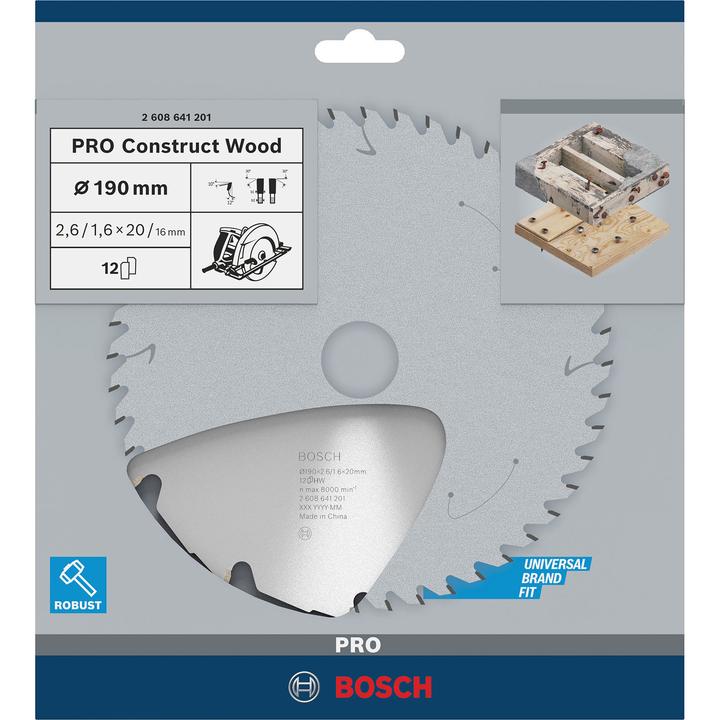 Produktbild Bosch Professional Zubehör PRO Construct Wood Kreissägeblatt, 190 x 2,6 x 20 mm