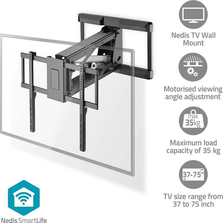 Actual product image Nedis Motorised TV wall mount - 37-75" - maximum supported screen weight: 35 kg - rotatable (Wall, 75", 35 kg)