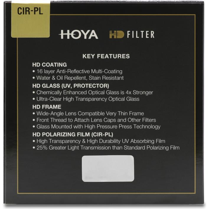 Filtro Polarizzatore Hoya HD 58mm - Per Fotografia, Elimina Riflessi, Nero