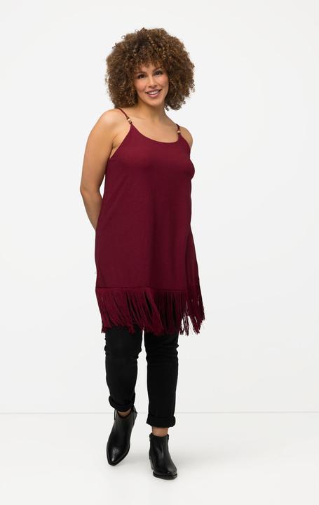 Immagine prodotto Ulla Popken Top dal taglio svasato e smanicato con frange e scollo a girocollo (46, 48)