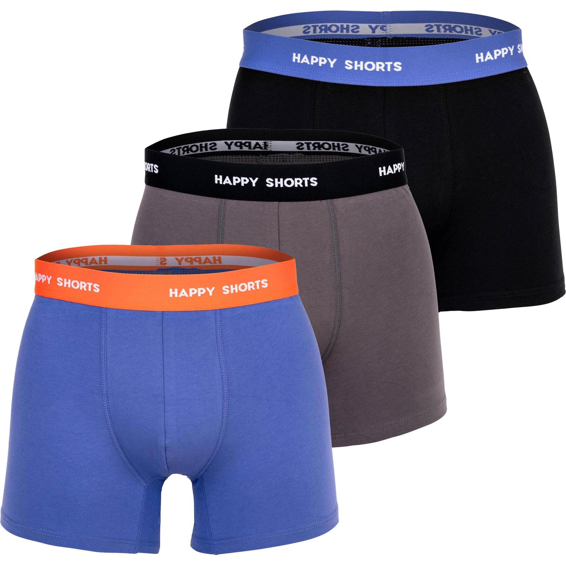 Happy shorts, Herren, Unterhosen, Boxershort Casual Bequem sitzend, Mehrfarbig, (L, 3er Pack)
