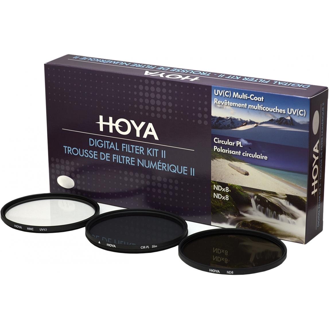 Hoya Digital Filter Kit II (UV, CIR-PL & ND8) Filterset (62 mm, ND- / Graufilter, Polarisationsfilter, UV-Filter), Objek...