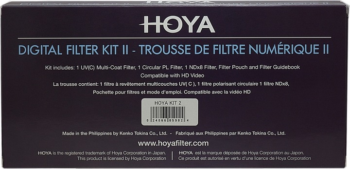 Image du produit Hoya Digital Filter Kit II (UV, CIR-PL & ND8) Filterset (55 mm, Filtre gris neutre, Filtre polarisant, Filtre UV, 55 mm)