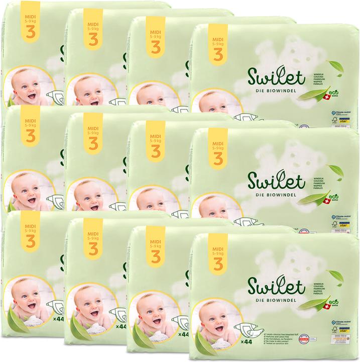 Actual product image Swilet The organic nappy midi (Size 3, Monthly box, 528 Piece)