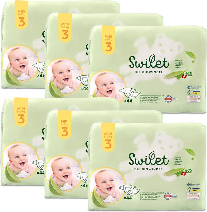 Produktbild Swilet Die Biowindel (Gr. 3, Halbmonatsbox, 264 Stück)
