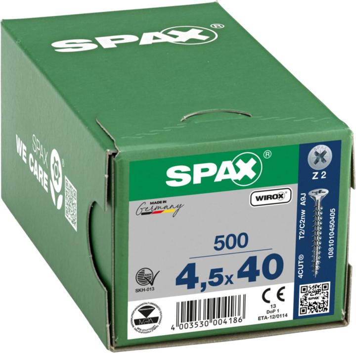 Actual product image Spax Senkmultikopf Kreuzschlitz Z2 Vollgewinde Wirox (500 Screws per piece, 4.5 x 40 mm)