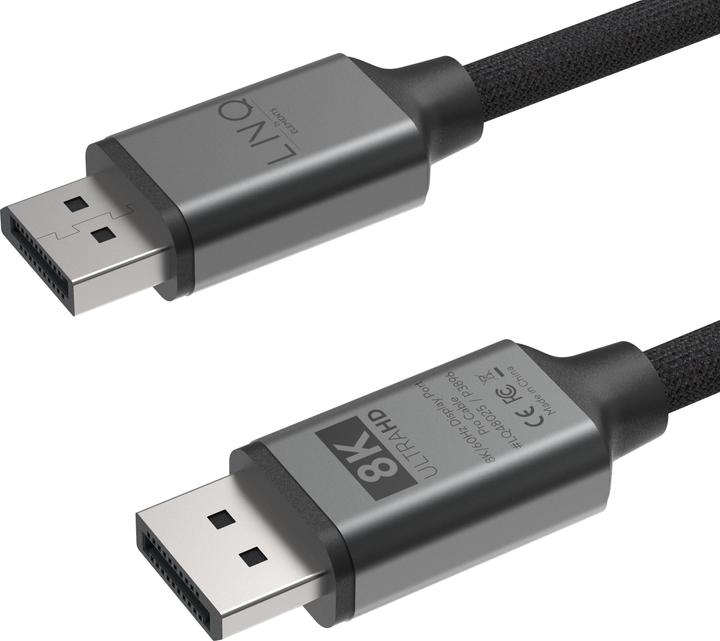 Actual product image LINQ Connects DisplayPort male -> DisplayPort male LQ48025 grey (2 m, DisplayPort, 1.4)