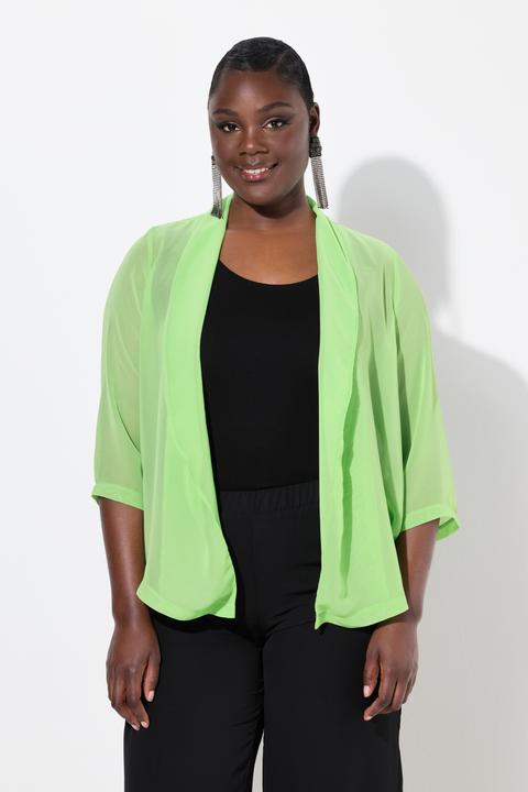 Produktbild Ulla Popken Chiffonjacke, Oversized, Schalkragen, 3/4-Arm (42, 44)