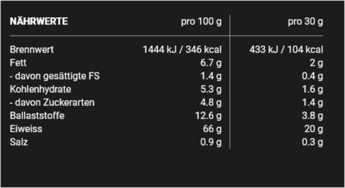 Nährwerte und Zutaten Winforce Vegan (Neutral, 1 Stk., 600 g)