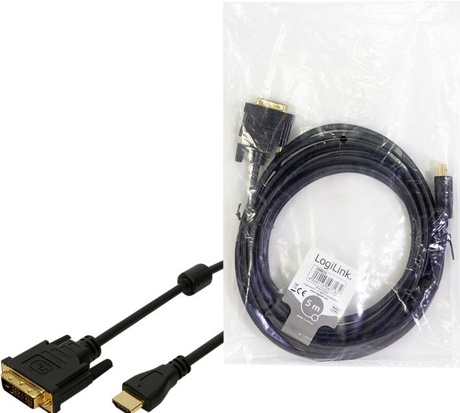 Actual product image LogiLink DVI — HDMI (Typ A) (5 m)