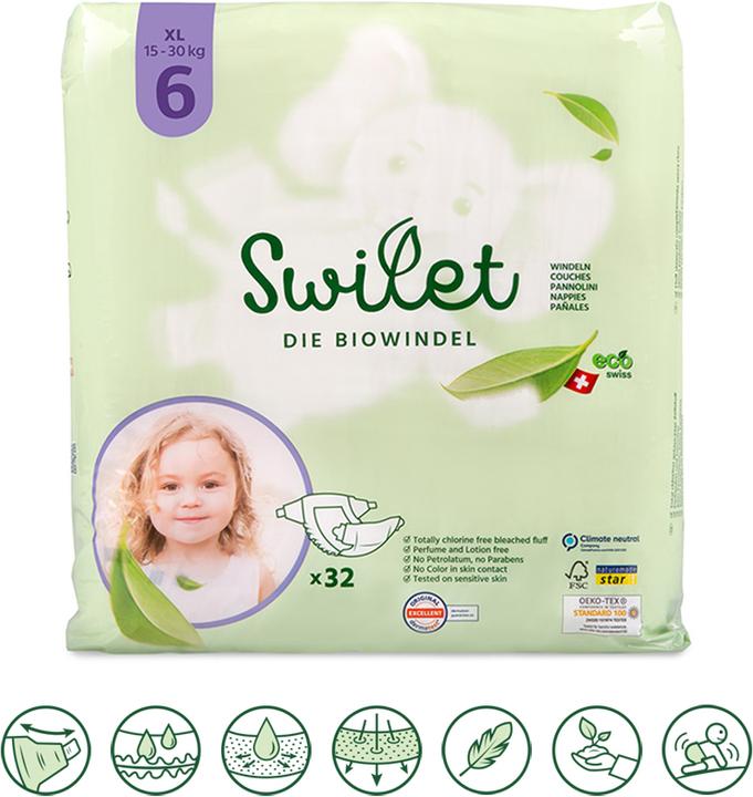 Produktbild Swilet Die Bio-Windel XL (Gr. 6, Monatsbox, 384 Stück)