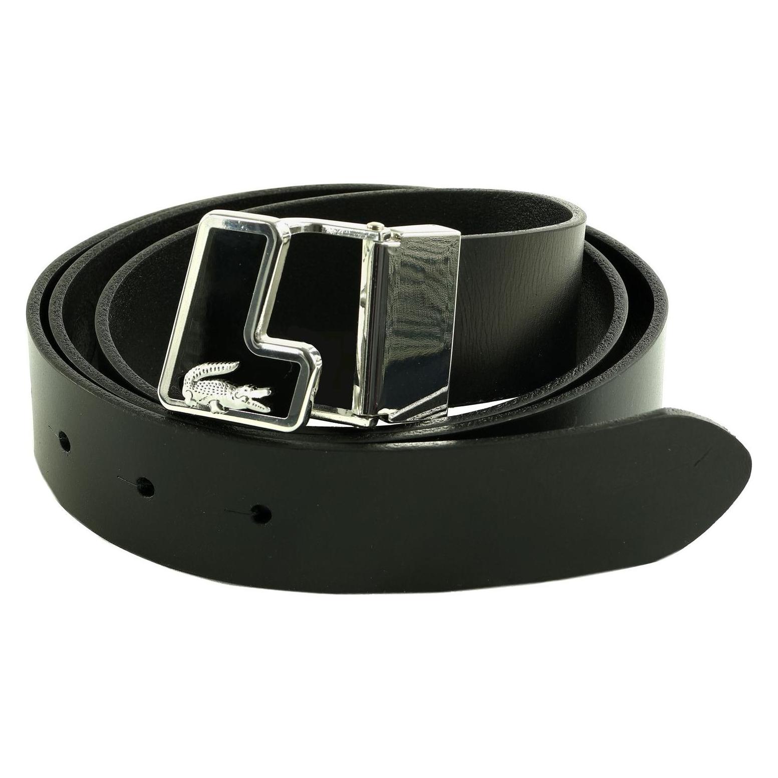 Lacoste, Herren, Gürtel, Plain Leather Belt, Schwarz, (90)