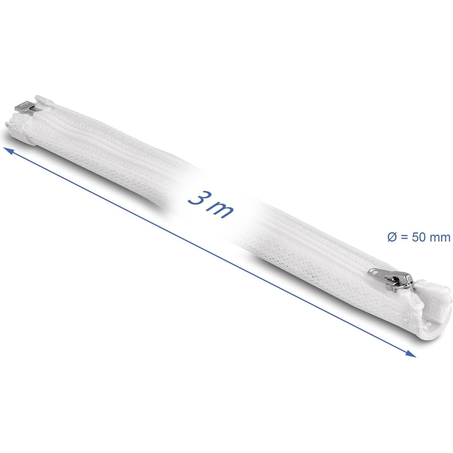 Thumbnail - Delock, Kabelschutz + Kabelführung, Geflechtschlauch mit Reissverschluss hitzebeständig 3 m x 50 mm weiss (Kabelschlauch...